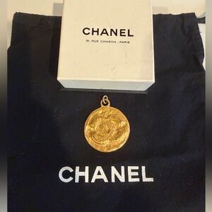 Authentic 1994 Vintage CHANEL Gold Toned Byzantine CC Medallion Charm